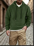 New Men'S Casual Fashion Athletic Cool Versatile Trendy Stylish 3D Jacquard Fabric Two-Button Hooded High Street Popular Sweatshirt - Olive Green