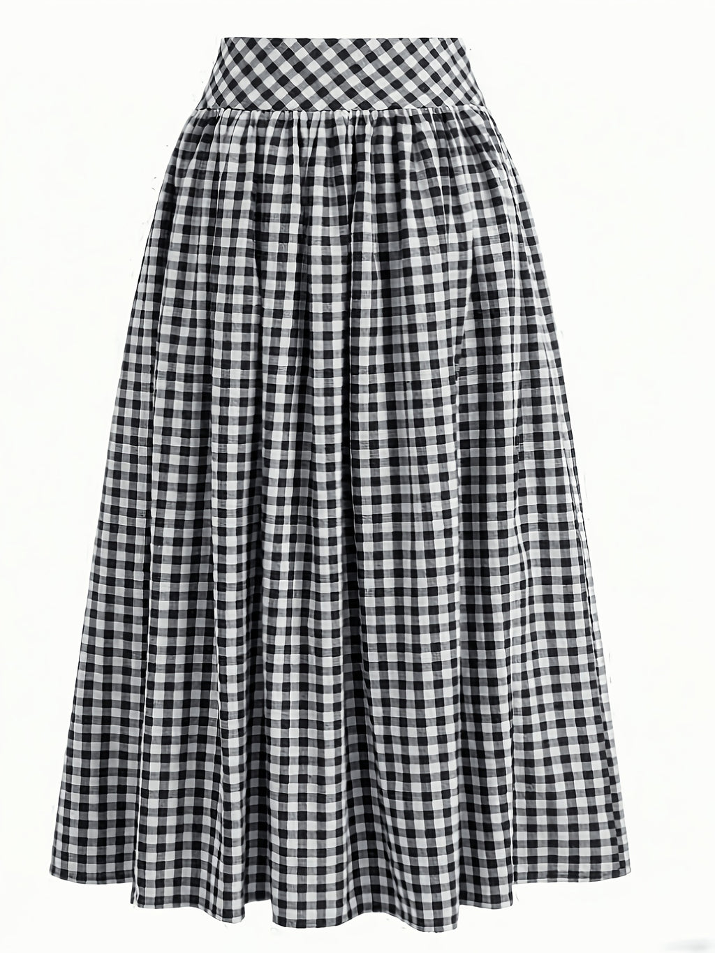 Women's French-Style Plaid Casual Ruffle Hem Drawstring Versatile Skirt, Suitable for Dates, Beach, and Other Occasions - Deep Grey