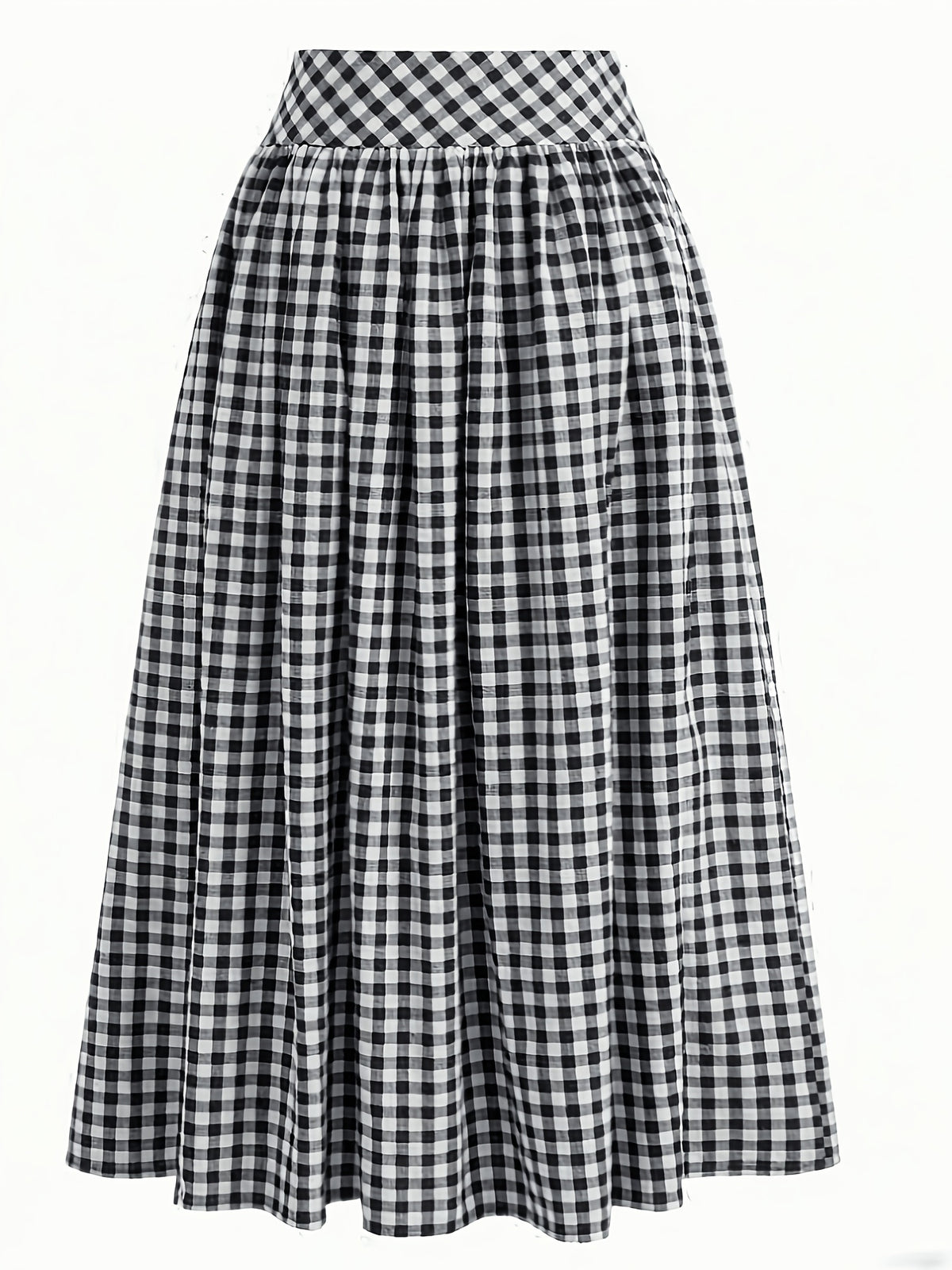 Women's French-Style Plaid Casual Ruffle Hem Drawstring Versatile Skirt, Suitable for Dates, Beach, and Other Occasions - Deep Grey