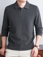 New Autumn/Winter Men's POIO Shirt, Fashionable Casual Long-Sleeve Men's Apparel - Dark Gray