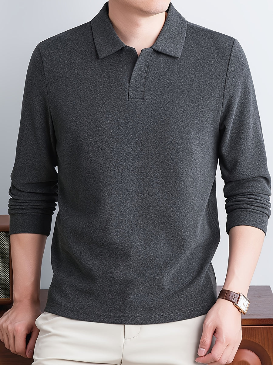 New Autumn/Winter Men's POIO Shirt, Fashionable Casual Long-Sleeve Men's Apparel - Dark Gray