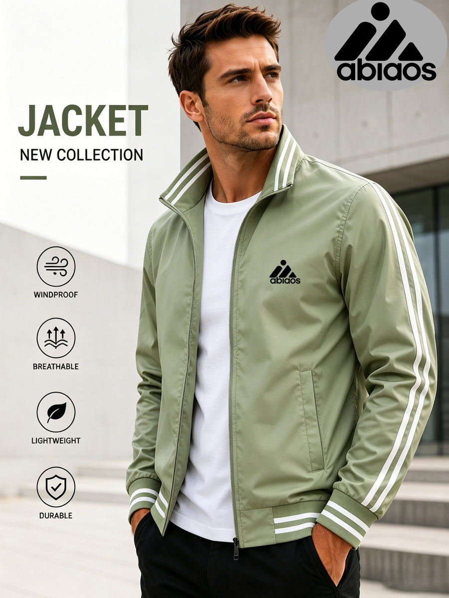 Back-to-School Couple's Trendy Pattern Letter "i" Print Stand Collar Jacket, Unisex High-Quality Ribbed and Double-Bar Design, Available in 8 Colors, Fashionable Jacket Top for Spring/Autumn Outdoor Sports, Cycling, Walking, Hiking, and Preppy Style - Light Green