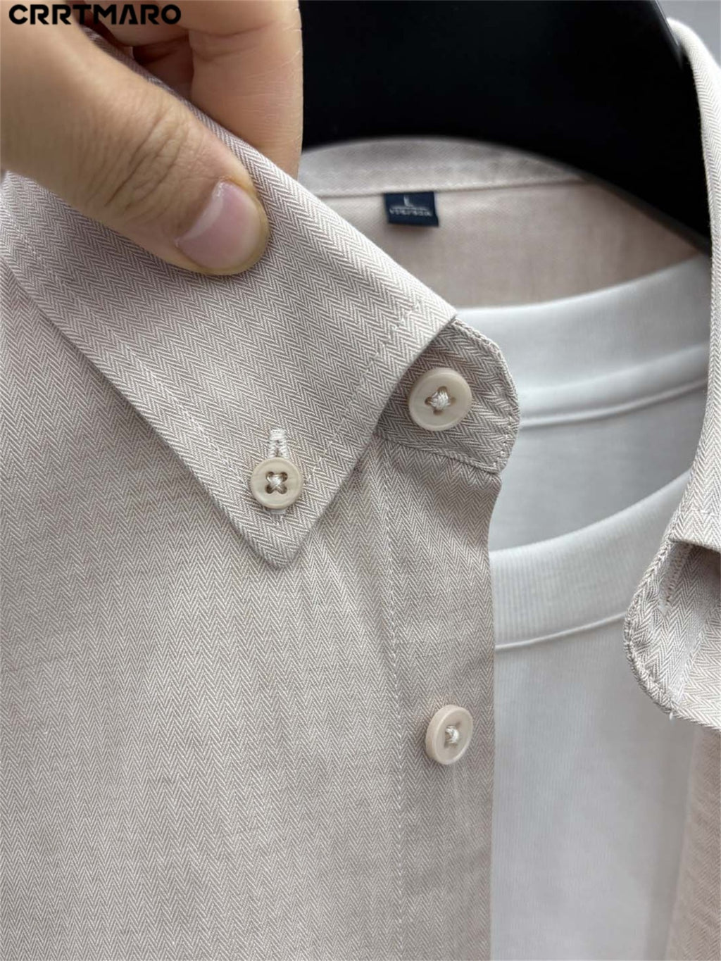 Katemar CRRTMARO Spring/Autumn Men's Business Casual Solid Color Cotton-Blend Long-Sleeve Shirt for Middle-Aged Men, Wrinkle-Resistant and Anti-Wrinkle, Professional, Trendy, and Versatile Dress Shirt NKY - Grey