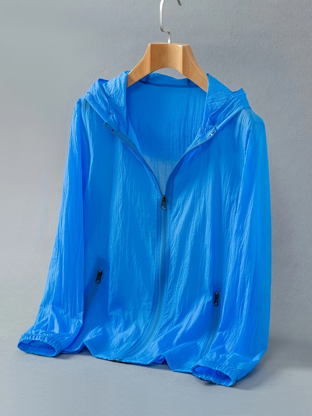 Summer Lightweight Cool Beach Ultra-Thin Fabric Breathable Quick-Dry Hooded Fishing Shirt Men Women Summer Solid Color Skin-Friendly Thin Breathable Couple Hiking Riding Mountain Beach Fishing Suit Cooling Shirt - Blue