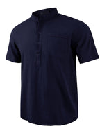 Men's Casual Shirt, Summer Short Sleeve, Lightweight and Breathable, Simple and Stylish, Versatile Casual Shirt - Navy Color