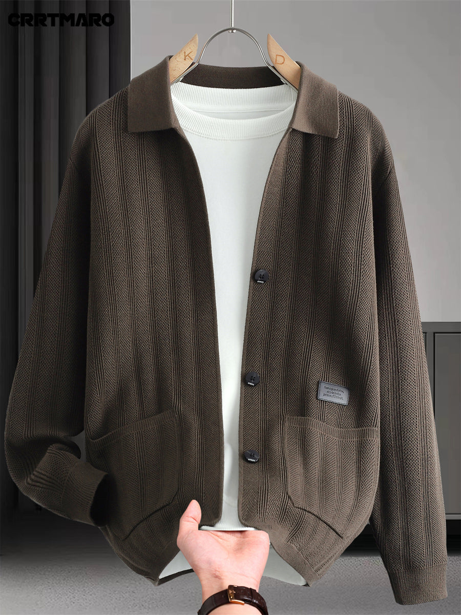CRRTMARO Men's Warm Collar Sweater - Solid Color Regular Fit Pullover, Casual Long Sleeve Sweater Suitable for Fall Winter Warmth, Versatile for Office & Casual Attire, Hand Washable Top - Brown