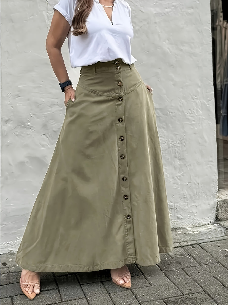 New Spring And Summer Fashion Work-Style A-Line Skirt with a Flattering Design, Versatile And Stylish - Army Green