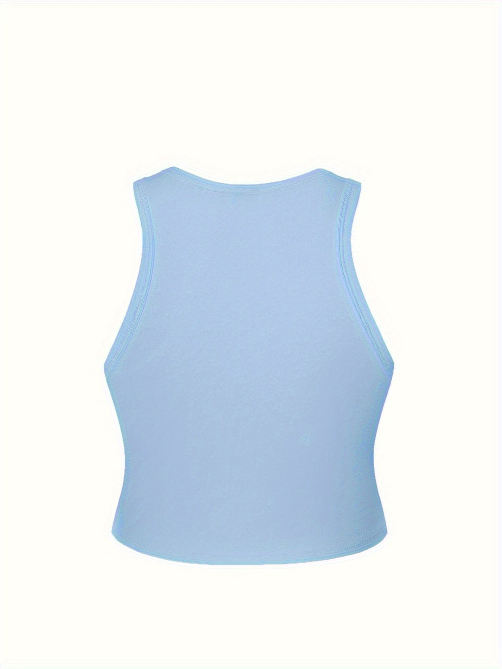 2025 New Trendy Elements Women'S Y2K Fashion Autumn And Summer Popular Retro Round Neck Sleeveless Vest Featuring "Letters, Numbers, Warm Slogans, Messages, And Personal Statements" Printed Patterns. Easy And Stylish, Cute And Sweet - Sky Blue