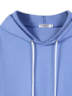 Summer Short-Sleeve Hooded Sport T-Shirt, Casual Fashion Versatile Style Men's Top,  Trendy 2-in-1 Look Hem, Drawstring Hooded Short-Sleeve Design - Sky Blue