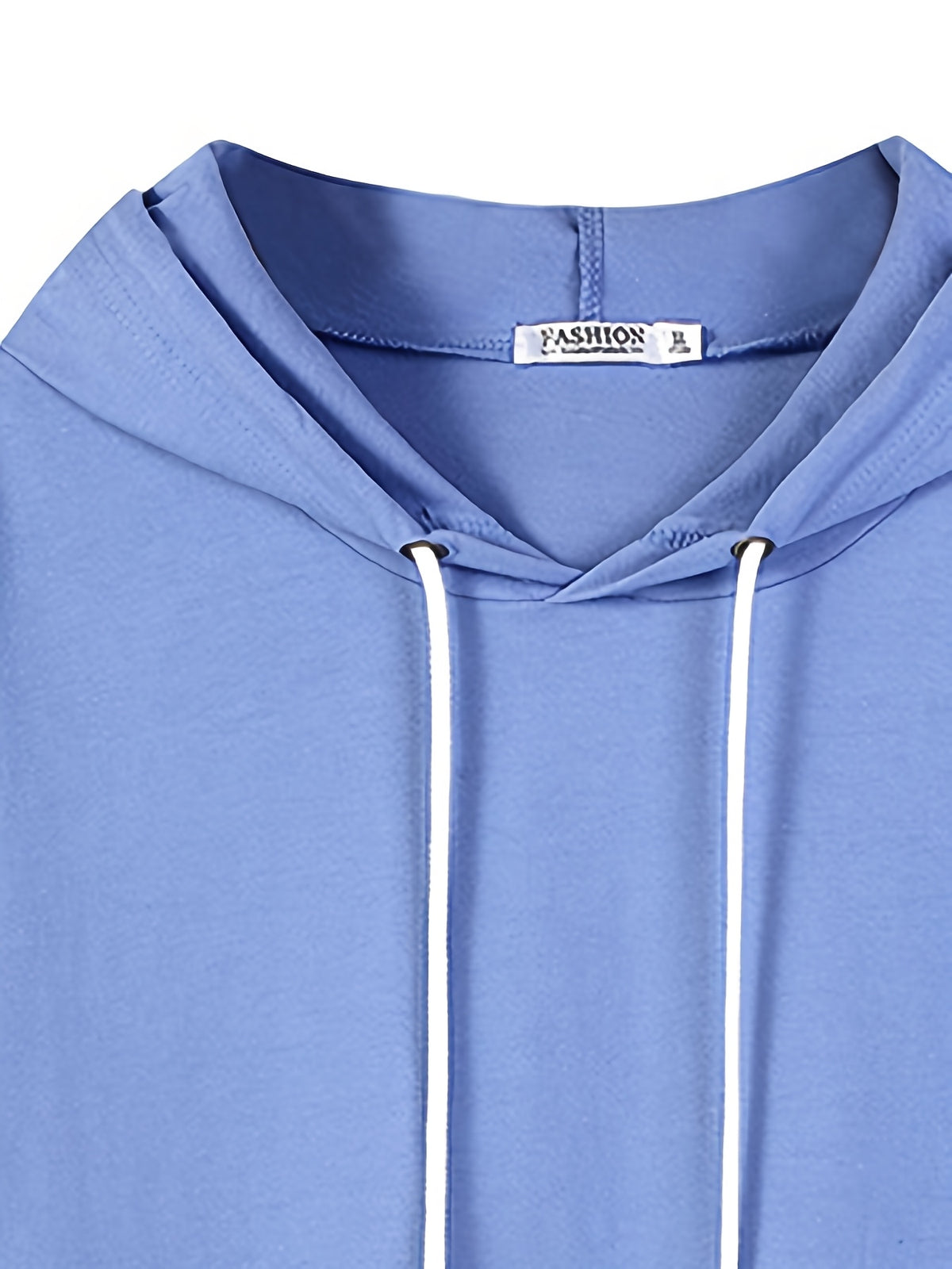 Summer Short-Sleeve Hooded Sport T-Shirt, Casual Fashion Versatile Style Men's Top,  Trendy 2-in-1 Look Hem, Drawstring Hooded Short-Sleeve Design - Sky Blue