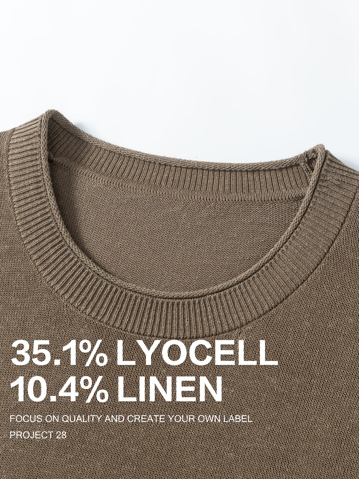 35.1% Lyocell And 10.4% Linen High-Quality Light Luxury Men'S Short Sleeve Round Neck Pullover Knit T-Shirt Fashion Casual Suitable for Outdoor Sports Golf Base Layer Floral Yarn Knit Fabric Collar Rolled Edge Craft Easy Commute Light Business Style - Khaki