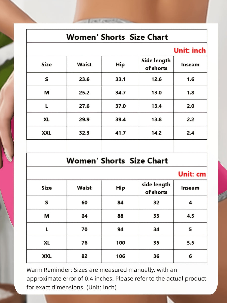 Spring/Summer Women's Casual Sports Shorts, High-Waist Butt-Lifting Patch Waistband, Sexy Slim-Fit Breathable Shorts, Athletic Fitness Yoga Capris - Rose Red