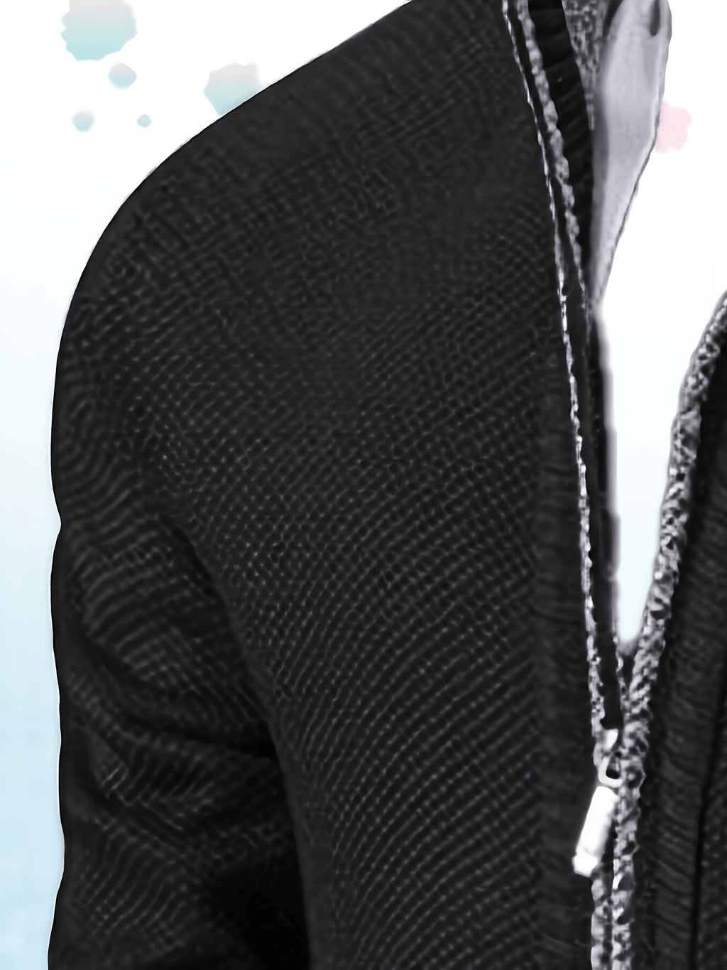 Single Casual Knitted Jacket with Stand-Up Collar And Smooth Zipper, Comfortable And Loose Retro Style, Versatile And Durable for Upper Body. (Includes Jacket) - Black