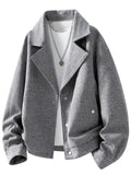 Men's Light Luxury Lapel Button-Front Cardigan Jacket - Loose Fit Blazer Coat with Lapel Collar & Button Closure, Machine Washable Suitable for Business Casual, Office Wear, Daily Use, Outdoor Events - Solid Color Outerwear - Glacier Gray