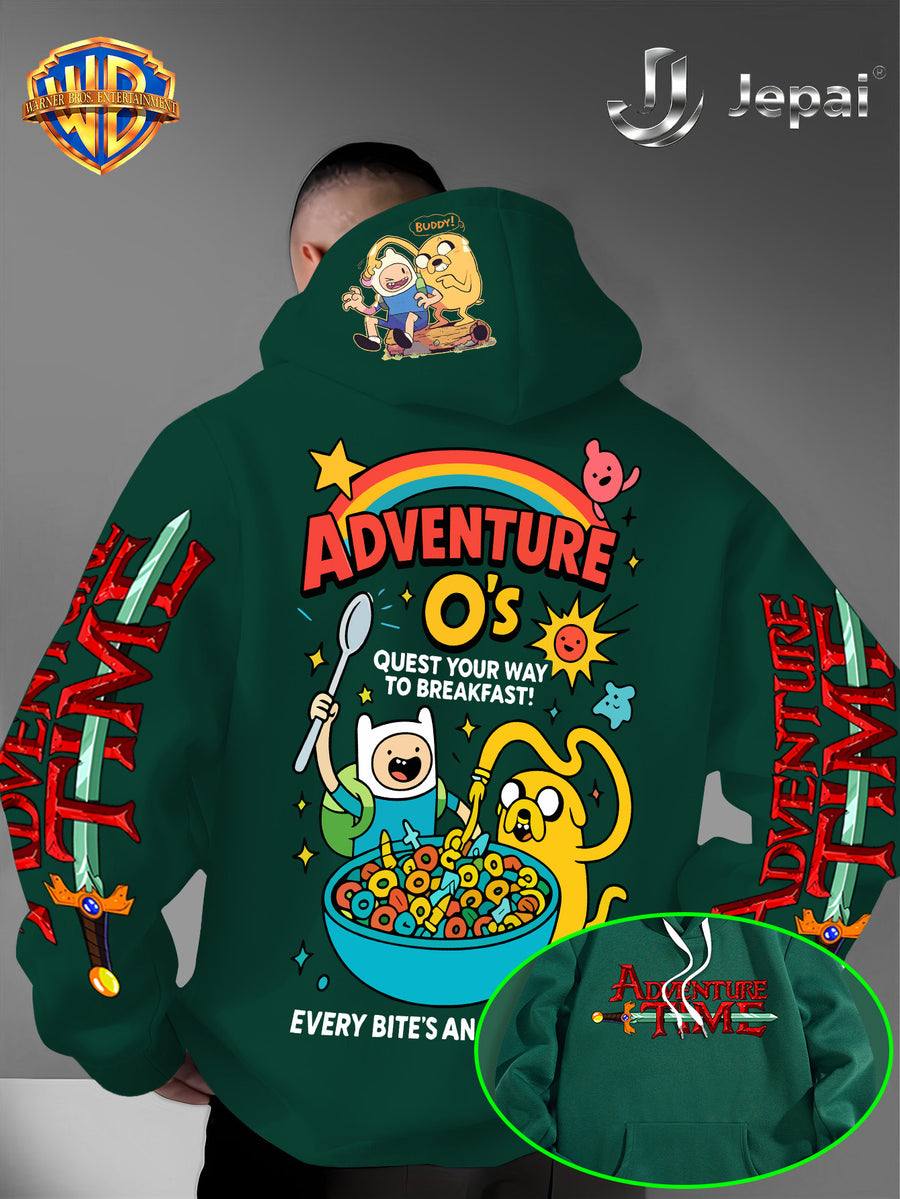 Official Warner Bros., Trendy Cool American Street Style Classic Character Theme Print Hoodie, American Street Style Unisex Long Sleeve Top, Suitable for Daily And Outdoor Activities, Ideal Warm Outerwear Choice for Autumn And Winter! - Green