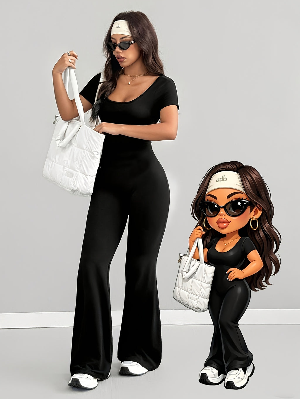 Women'S Jumpsuit, Spring Summer Casual Style, U-Neck Design, Fashionable Sexy And Comfortable, Slim Fit Versatile, Suitable for Outdoor, Commuting, Millennial Style, American Style, Chic Style, Beach Parties, Countryside Vacations - Black