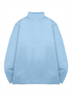 HOONIGAN Men's Printed Half-Zip Fashion Waffle Knit Texture Autumn/Winter Simple Casual Versatile Sporty POLO Shirt Sweatshirt, New Autumn/Winter Long-Sleeve Lapel Top, Comfortable and Breathable Fabric, Valentine's Day Gift, Preferred Birthday Gift - Sky Blue