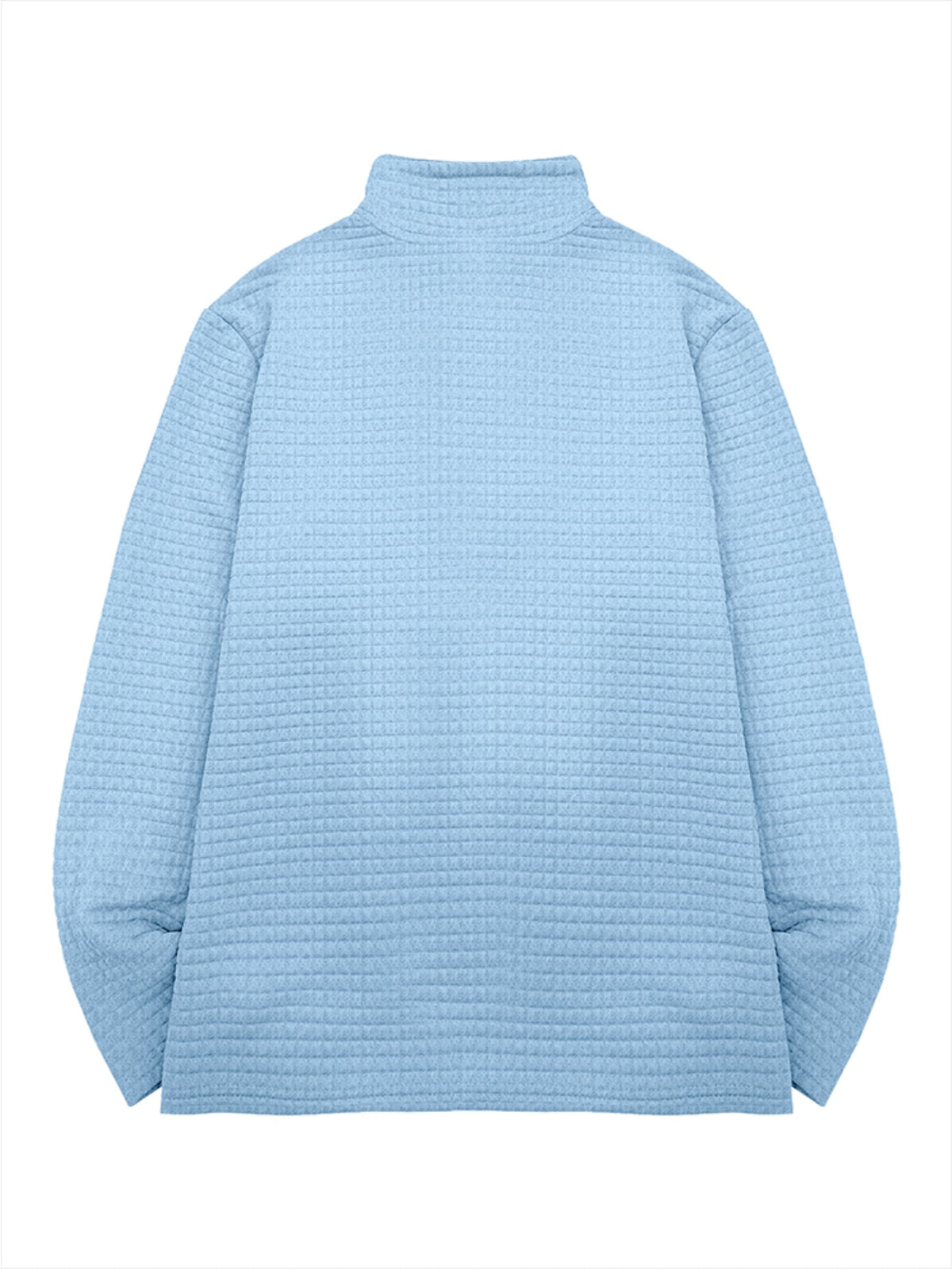 HOONIGAN Men's Printed Half-Zip Fashion Waffle Knit Texture Autumn/Winter Simple Casual Versatile Sporty POLO Shirt Sweatshirt, New Autumn/Winter Long-Sleeve Lapel Top, Comfortable and Breathable Fabric, Valentine's Day Gift, Preferred Birthday Gift - Sky Blue