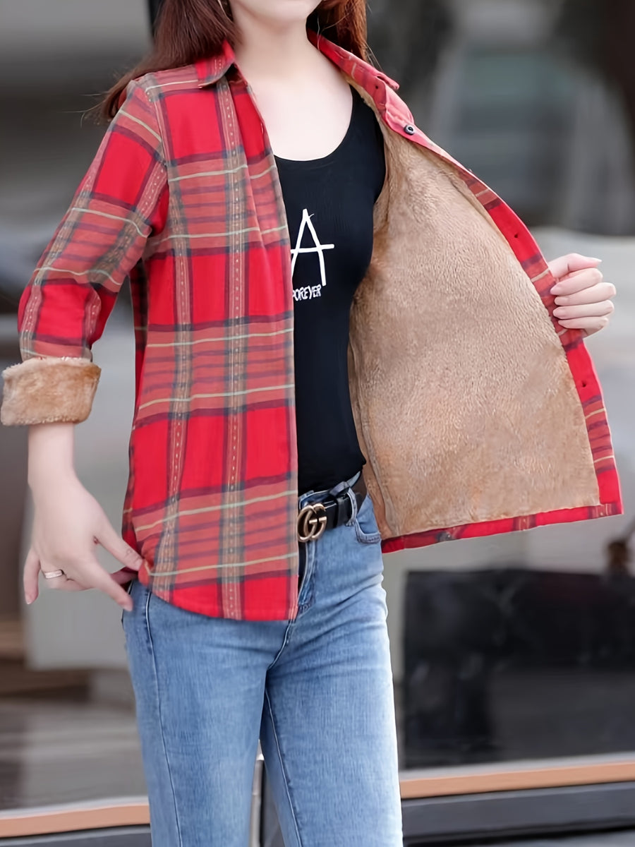 Spring And Autumn Fashion Fleece Shirt - Red