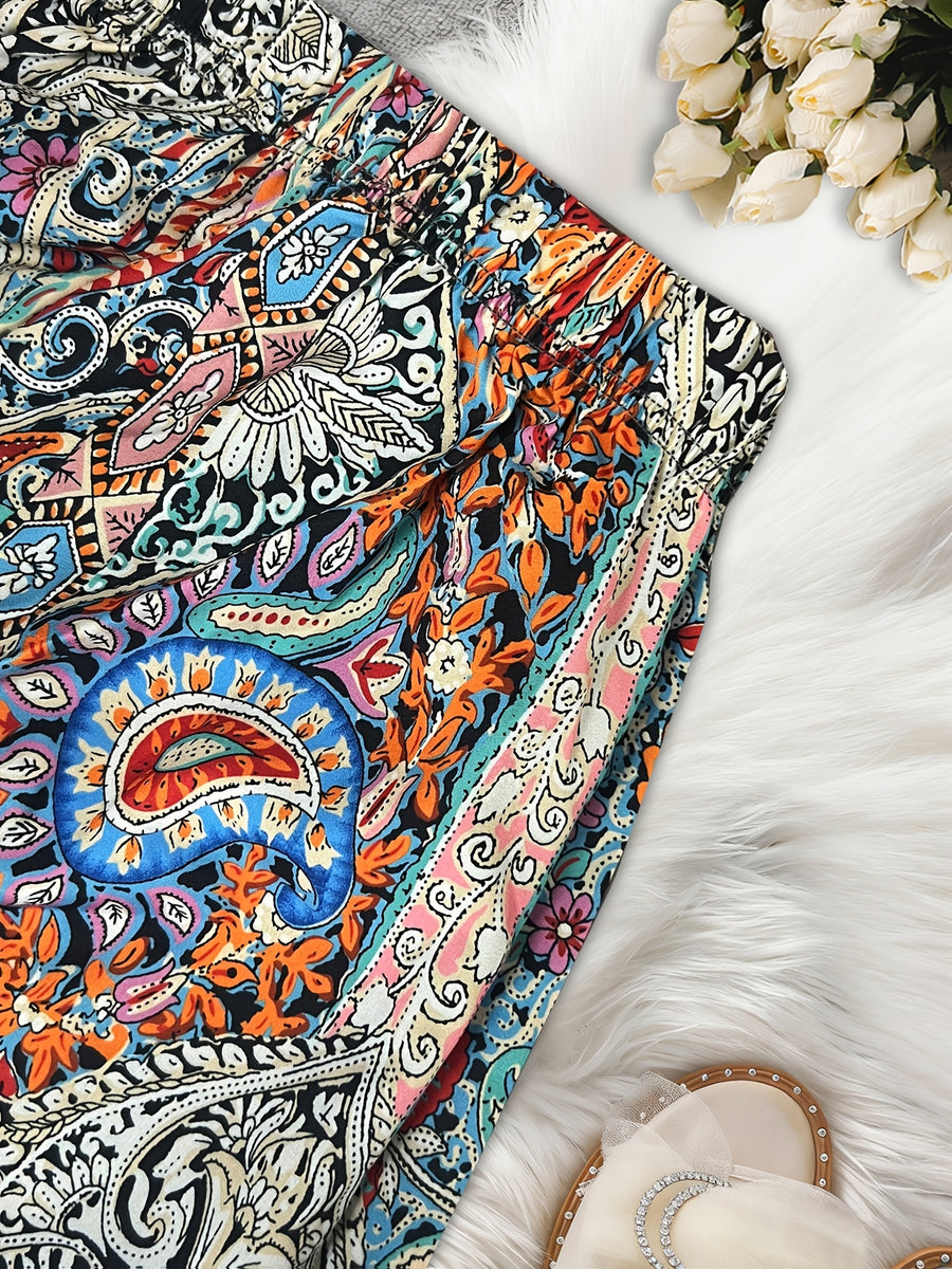 318 Printed Vacation Pants - Peacock Blue