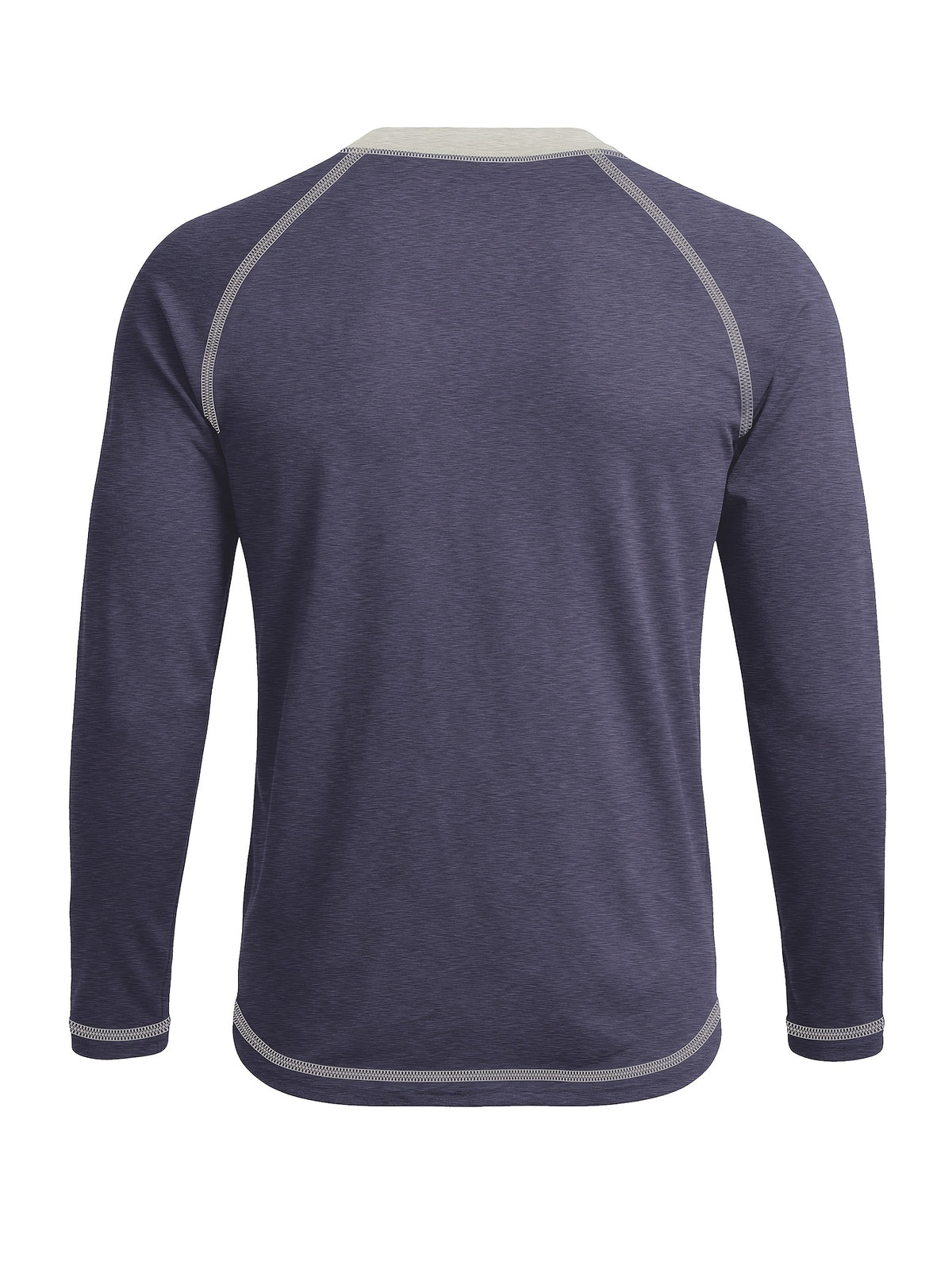 Cross-Border New Men'S Long Sleeve Round Neck T-Shirt, Outwardly Oriented Western Men'S Clothing Color-Blocked Top Base Layer - Deep Blue