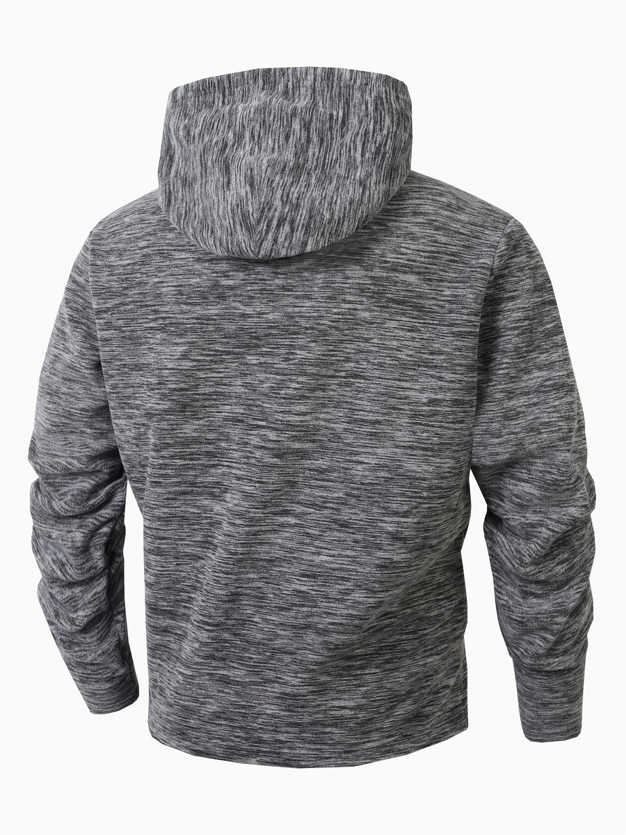 KJ-W024 Fleece Hooded Sweatshirt Jacket with Buttons, Autumn And Winter Plus Size Men'S Casual Outerwear, Stylish And Unique - Dark Gray