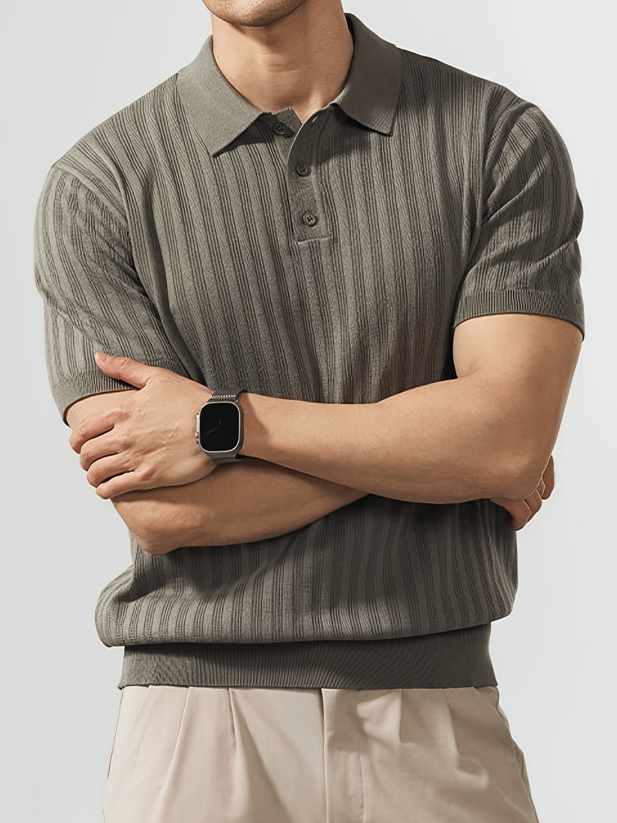 Sophisticated Casual Men'S Ice Cool Knit Polo Shirt Men'S Round Neck Bad Boy Style Short Sleeve Summer Trendy Brand POLO Shirt Lapel Top - Light Green