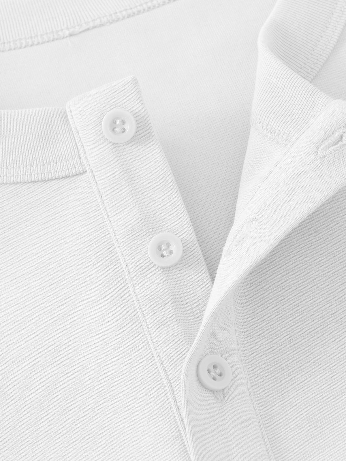 JEEP Men'S Henley Collar Half-Button T-Shirt Spring Autumn Blend Button-Up Long Sleeve Outdoor Casual All-Match Top - White