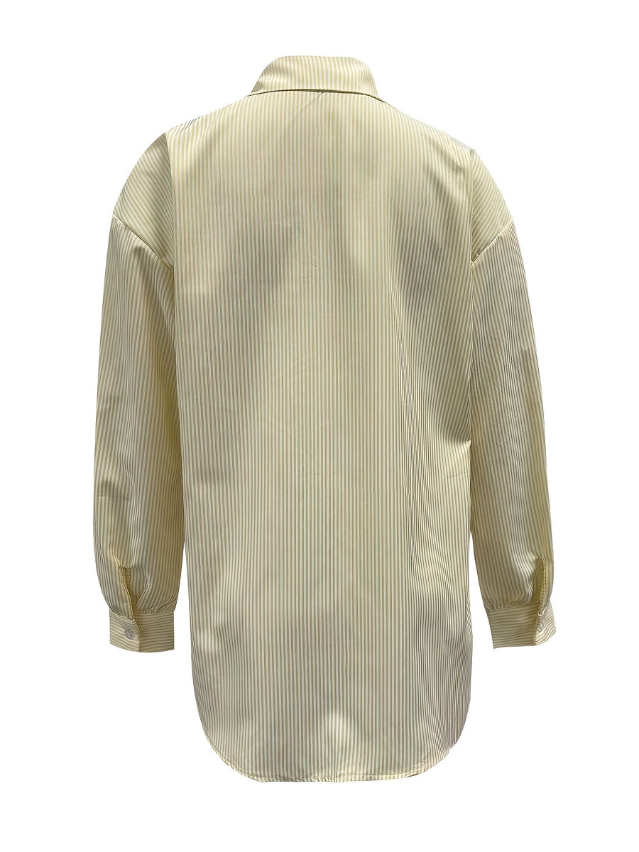 Women'S Elegant Striped Color Block Shirt - Mixed colors