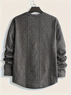 Men's Round Neck Casual Long Sleeve Top - Dark Gray
