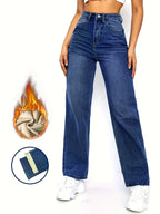 Women's Stretch -Lined Straight-Leg Jeans - Medium Blue