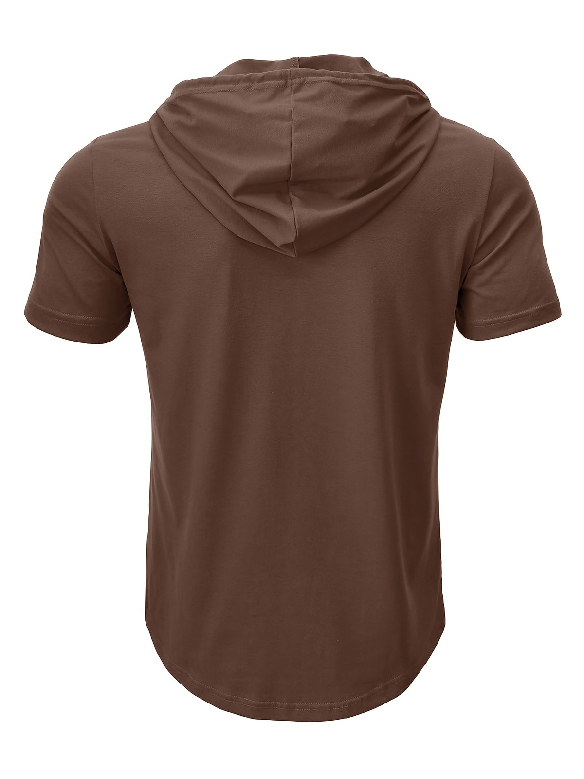 European and American Cross-Border Hooded Casual Sweatshirt for Men, Solid Color Hoodie Top, Men's Sportswear, Fitness Men's Short-Sleeve T-Shirt - Brown