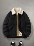 Men'S Autumn Winter New Fashion Easy Fleece Thick Warm Coat Outdoor Casual Sports Thickened Lapel Coat - Black