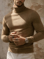 Four Seasons Luxury High-Neck Knit 4pcs Set. Crafted from Skin-friendly Knitted Fabric with a Delicate Texture That Emits a Soft, High-end Glow. The Soft, Smooth Feel Offers Unrestricted Comfort Against the Skin. The Classic High-neck Design Provides - Coffee + Earth Yellow + Green + Light Gray