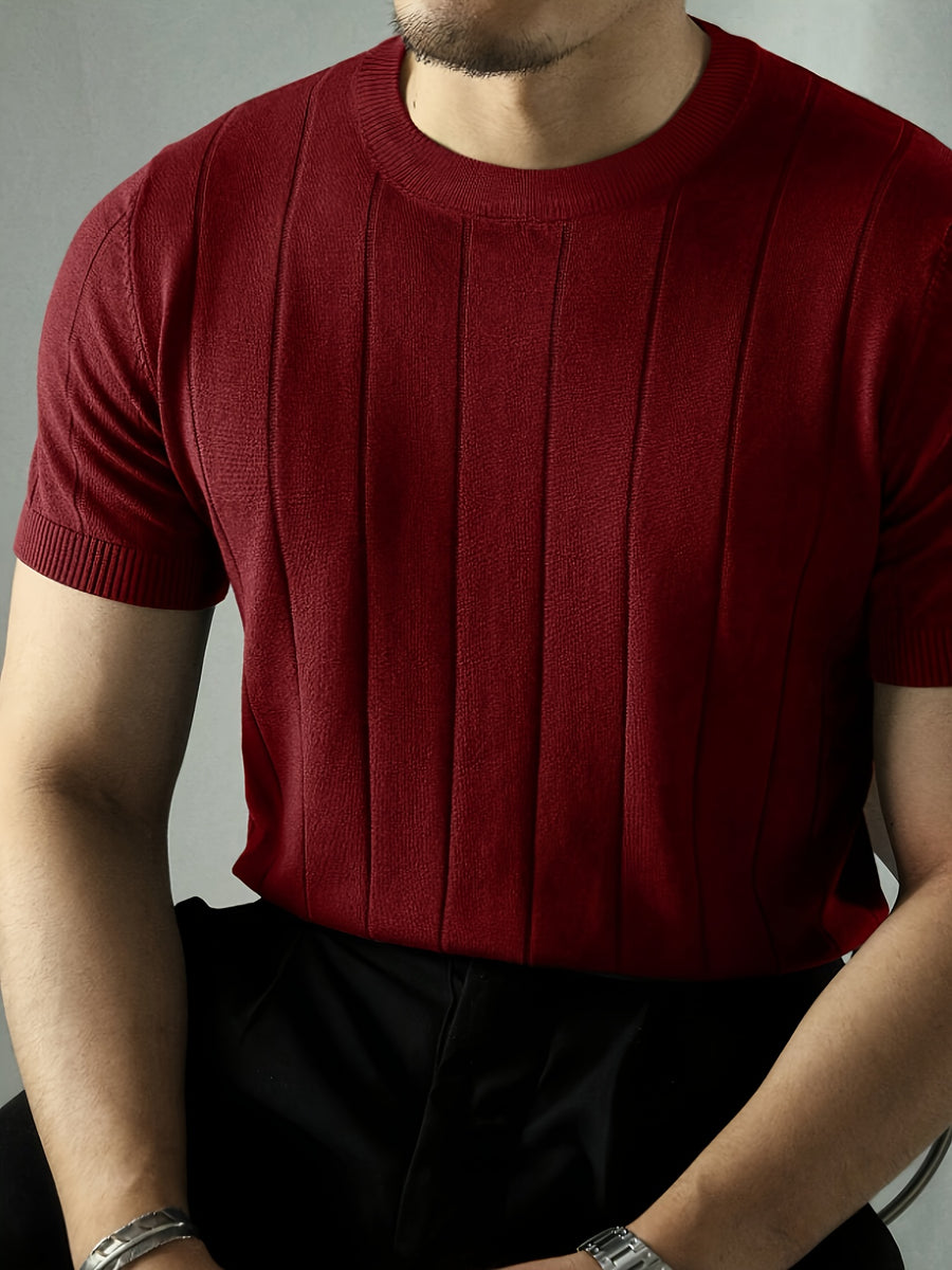 Men's Solid Rib-knit Top - Burgundy