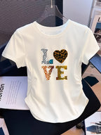 Newly Revised Women'S Waist Up Contraction Shows a Slim Figure, Elastic And Very Suitable for Casual Women'S Modern Fashion Tops, Comfortable Printed T-Shirts - White