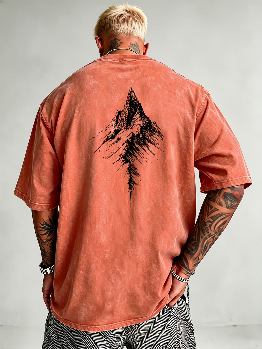 Men'S Heavyweight Distressed T-Shirt Washed Acid Wash Graphic Tee Vintage Aesthetic Streetwear Pure Breathable Comfort High Street Style Minimalist Casual Gym Workout Short Sleeve Essential Undershirt 2026 Summer New - Orange