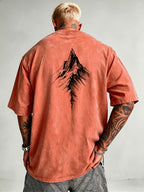 Men'S Heavyweight Distressed T-Shirt Washed Acid Wash Graphic Tee Vintage Aesthetic Streetwear Pure Breathable Comfort High Street Style Minimalist Casual Gym Workout Short Sleeve Essential Undershirt 2026 Summer New - Orange
