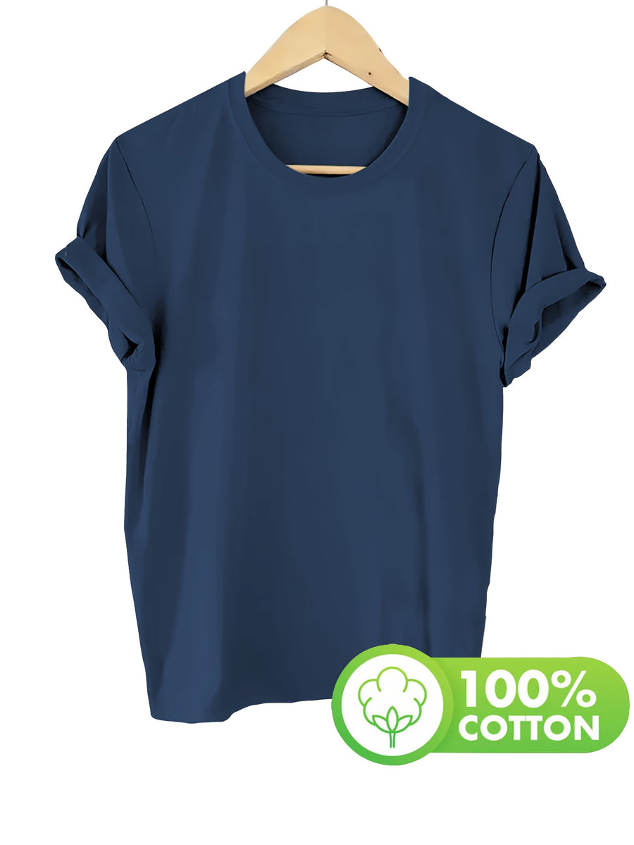 Spring/Summer Women's T-Shirt, Basic Short-Sleeve T-Shirt for Daily Wear - 1 - Royal Blue