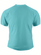 Men'S Short Sleeve Henley Shirt, Summer Button-Up Knit Style, Breathable And Fashionable, High-Quality Casual Outdoor Top, Suitable for Spring And Summer Seasons - Sky Blue