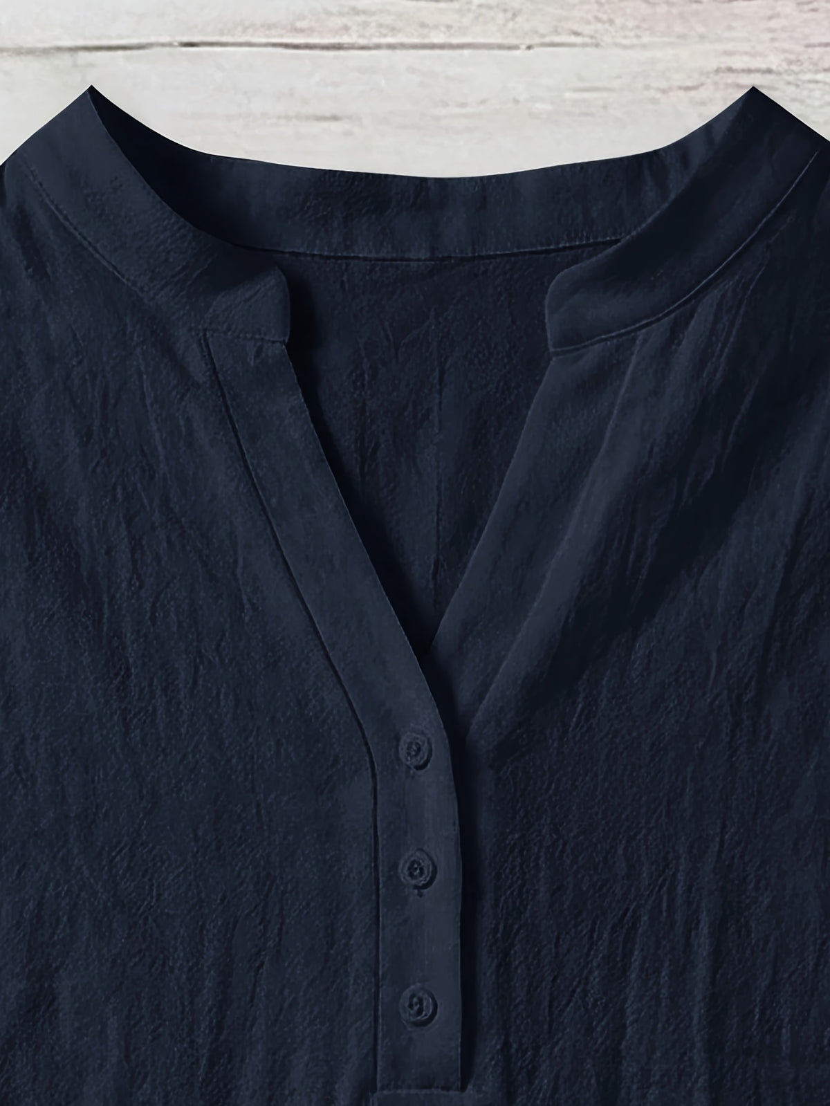 100% Short Sleeve Shirt, Casual Vacation Wear for Summer, V-Neck Design, Country Style Clothing for Women, Suitable for All Occasions, Ideal Choice for Holidays - Blue