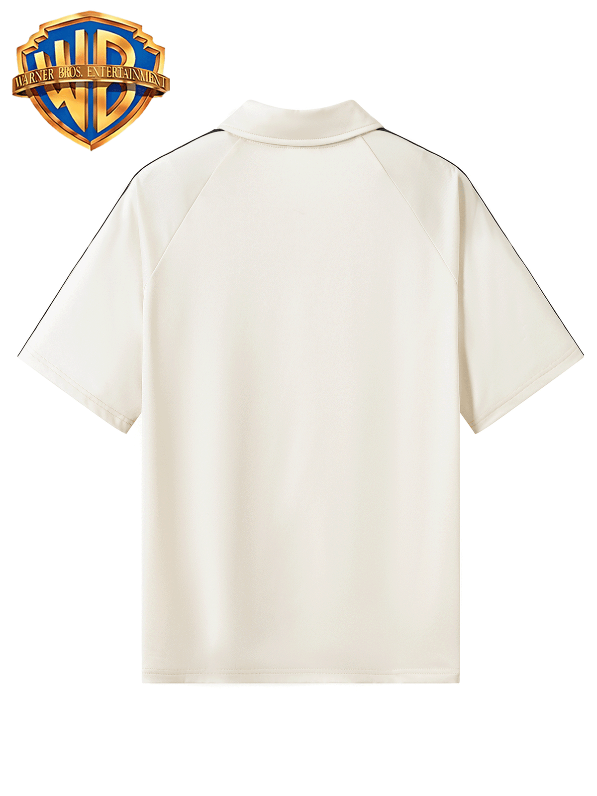 Warner Bros Official American Street Sketch Hand-Drawn Style Superman Shield S-Logo Print, Men's Fashion Casual Short-Sleeve Polo Shirt, Side Contrast Color Stripe Design, Men's Breathable Short-Sleeve Lapel Top, Suitable for Business - Apricot