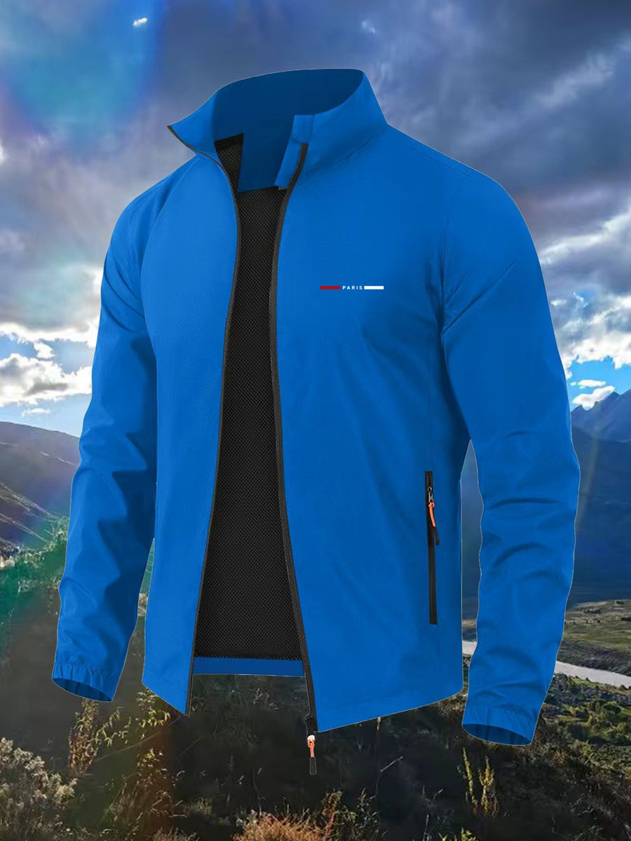 2026 New Men'S Outdoor Mountain Wind Sports Jacket, Lightweight Comfortable Ski Wear, High Quality, Fashionable Red And White Stripe Element Design, Suitable for Spring And Autumn Wear, Outdoor Sports Essential - Royal Blue