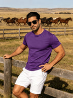 Fashion Athletic Men'S T-Shirt, Spring Summer New Style, Casual Versatile, Comfortable Breathable Lightweight, Trendy Slim Fit, Soft Skin-Friendly Fabric, Individual Premium - Purple