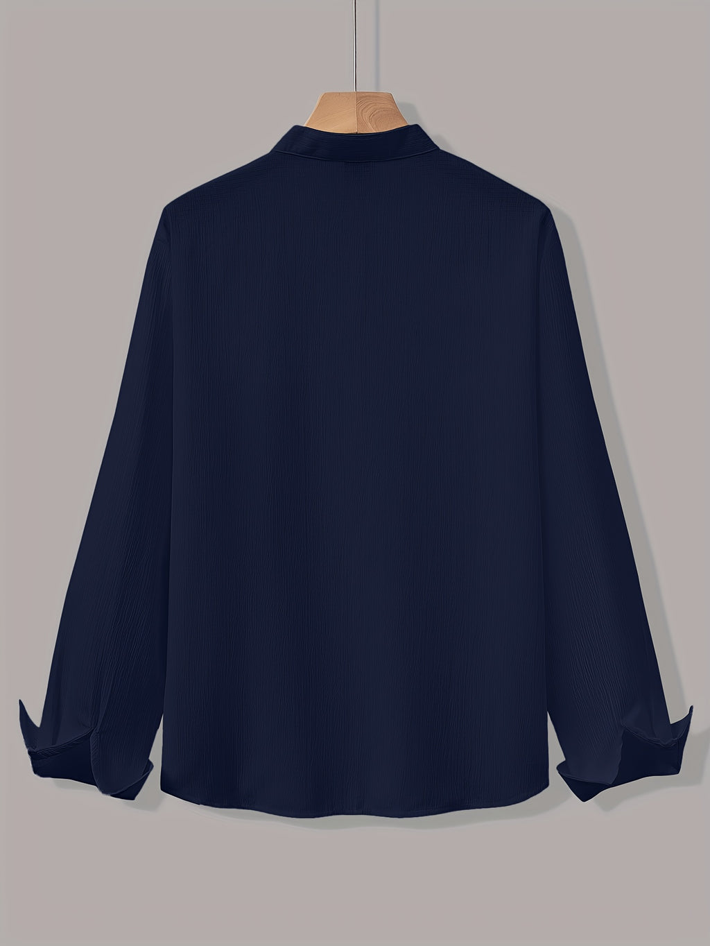 [Qiaoximei OBM] Men'S Clothing New Stand-Collar Solid Color Long Sleeve Shirt, Easy Stand-Collar Design, Spring Autumn Winter High-Quality Men'S Long Sleeve Button-Up Shirt - Suitable for Outdoor Leisure Vacation Travel Formal - Navy Color