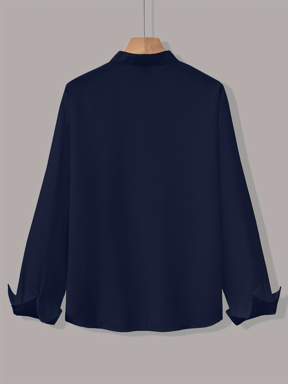 [Qiaoximei OBM] Men'S Clothing New Stand-Collar Solid Color Long Sleeve Shirt, Easy Stand-Collar Design, Spring Autumn Winter High-Quality Men'S Long Sleeve Button-Up Shirt - Suitable for Outdoor Leisure Vacation Travel Formal - Navy Color