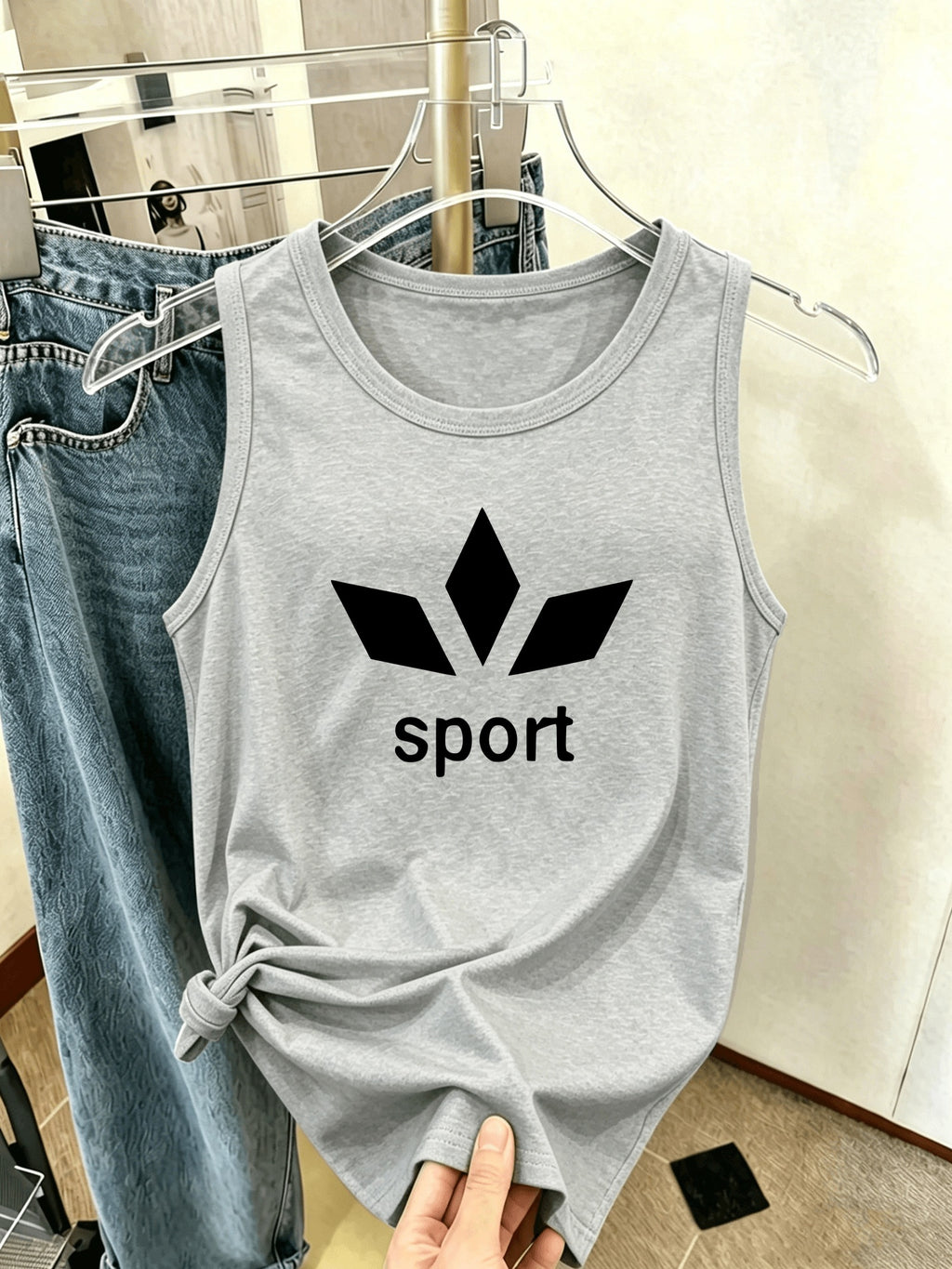 Y2K Women's Sleeveless Tank Top, Simple and Stylish, Casual Fashion, Women's Spring/Summer Casual Swear, Sizes S, M, L, XL, XXL+6417 - Grey