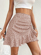 Women's Small Floral Print Ruffled Hem Skirt / Multiple Styles Available - Mixed Color 2