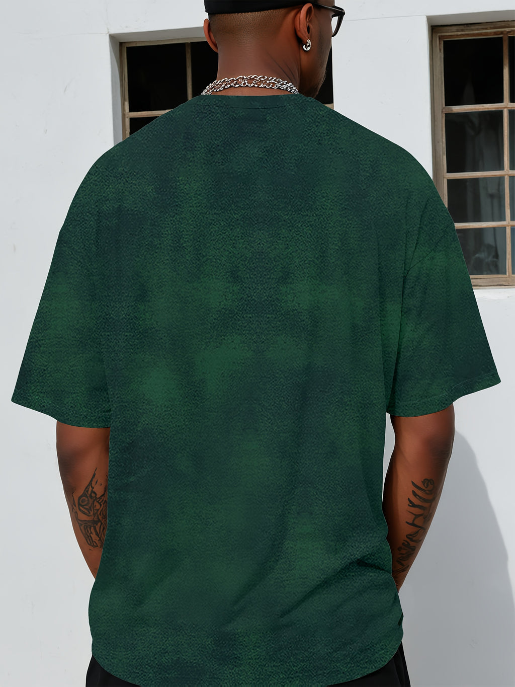 Men's Solid Color Tie-Dye T-Shirt - Multicolor Suitable for Fan Gatherings & Parties, Casual Crew Neck Short Sleeve Tee with Subtle Tie-Dye, Machine Washable for Events, Casual Attire & Themed Outfits - Dark Green