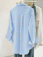 Elegant Special Edition Women's Printed Striped Shirt - Long Sleeve Button- Shirt, Classic Collar, Machine Washable, Suitable for Office, Commuting, or Formal Events, Office Attire, Sophisticated Casual - Mixed colors